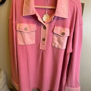 ODDY Pink Textured Knit Top